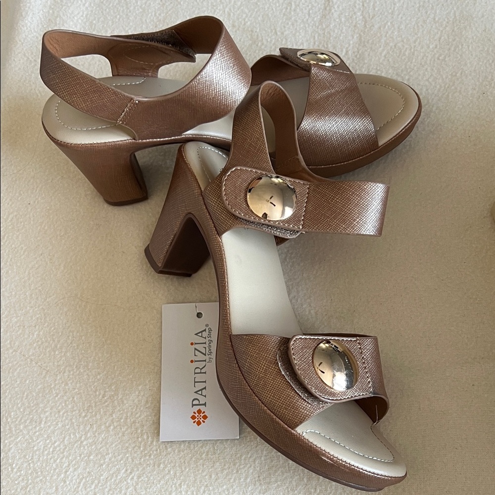 Spring Step Bronze Heeled Sandals
Jeans sold separately 
Bundle and save.